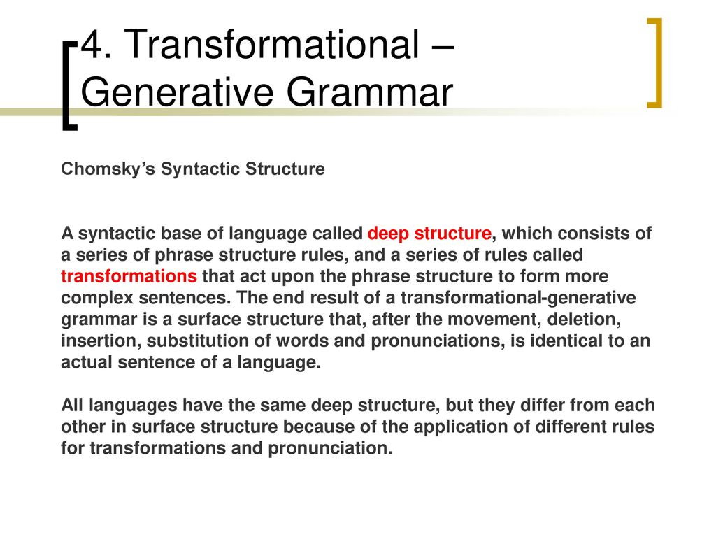 Transformational generative grammar